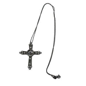 925 Sterling Silver CZ Cubic Crystal Infinity Cross Floating Pendant Necklace